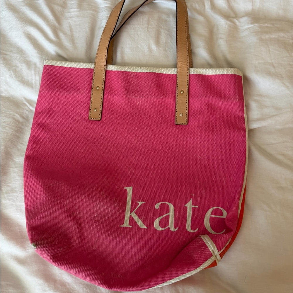 Kate Spade Vibrant Pink Tote with Tan Handles